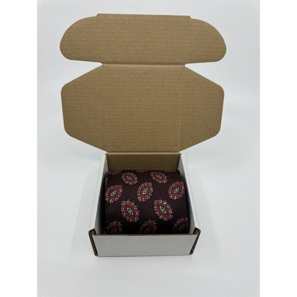 Polo Ralph Lauren Red Silk Necktie Mens Eye Medallion Print Made in USA - Picture 2 of 6